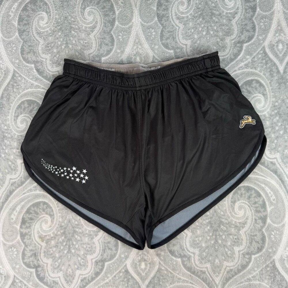 Tracksmith Black Athletic Running Shorts with Reflective Stars